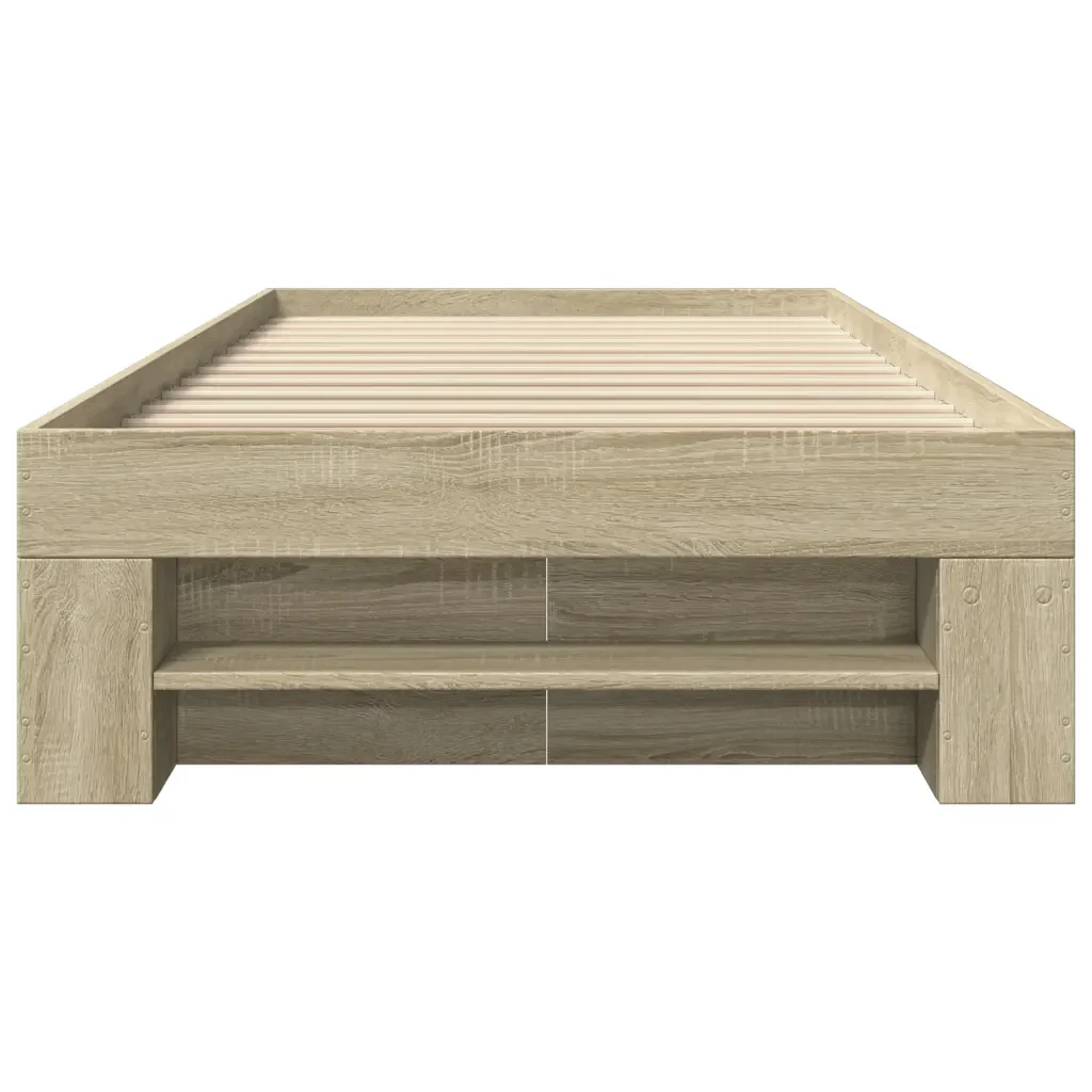 Letto singolo | Letto per adulti | Giroletto senza Materasso Rovere Sonoma 100x200cm in Truciolato - Image 5