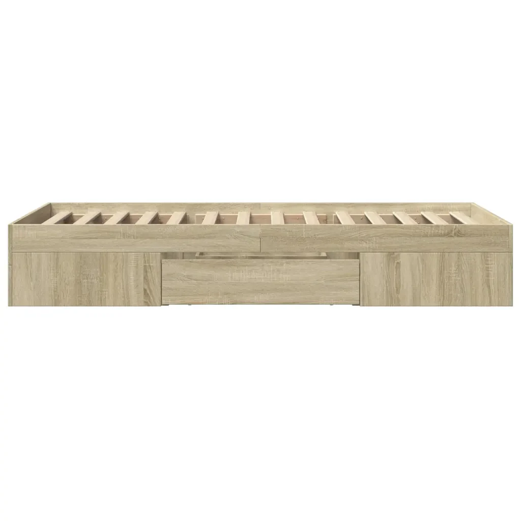 Letto singolo | Letto per adulti | Giroletto senza Materasso Rovere Sonoma 100x200cm in Truciolato - Image 6