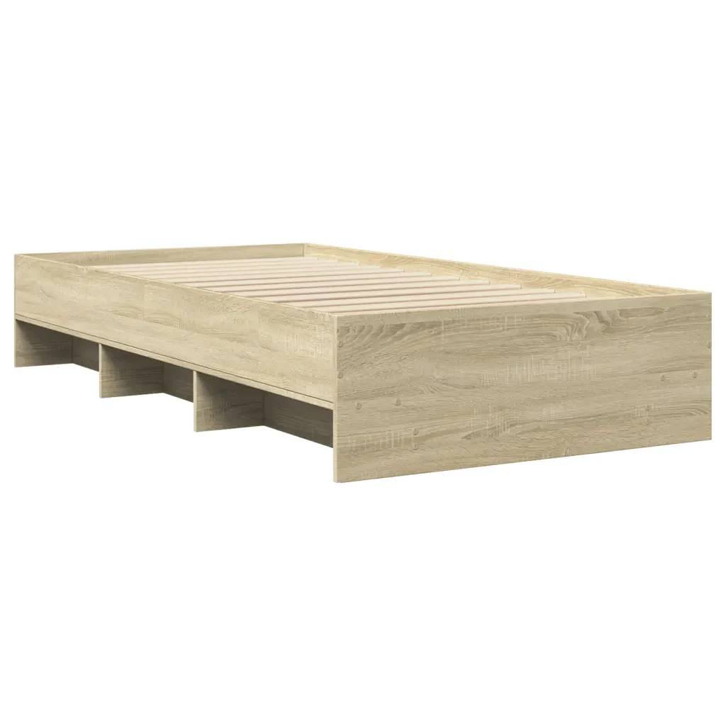 Letto singolo | Letto per adulti | Giroletto senza Materasso Rovere Sonoma 100x200cm in Truciolato - Image 7
