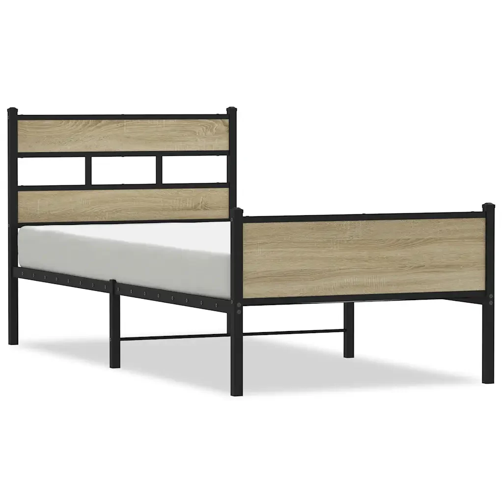 Letto singolo | Letto per adulti | Giroletto senza Materasso Rovere Sonoma 100x200cm in Truciolato