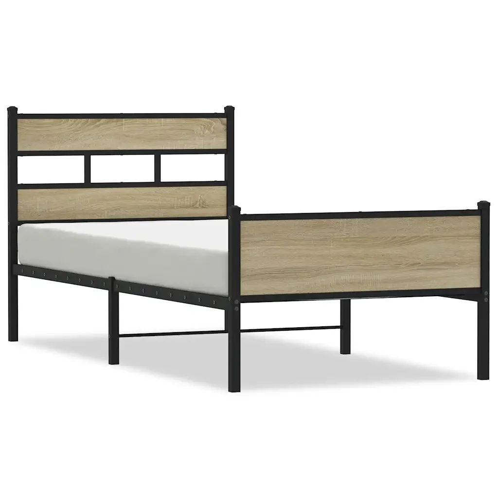 Letto singolo | Letto per adulti | Giroletto senza Materasso Rovere Sonoma 107x200cm in Truciolato