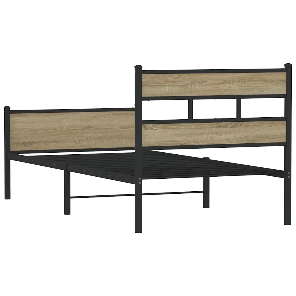 Letto singolo | Letto per adulti | Giroletto senza Materasso Rovere Sonoma 107x200cm in Truciolato - Image 6
