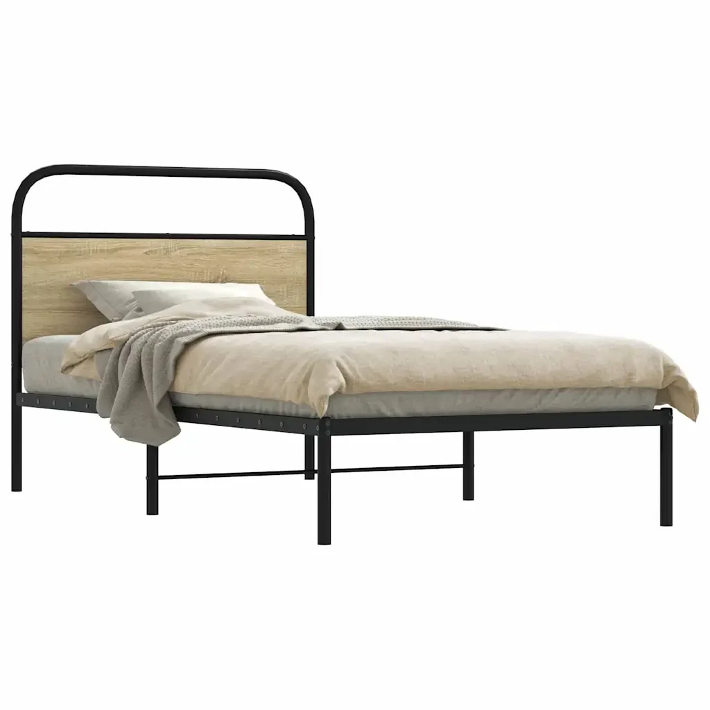 Letto singolo | Letto per adulti | Giroletto senza Materasso Rovere Sonoma 107x203cm in Truciolato - Image 2