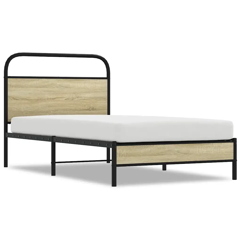 Letto singolo | Letto per adulti | Giroletto senza Materasso Rovere Sonoma 107x203cm in Truciolato