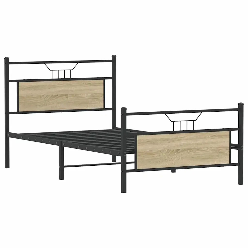 Letto singolo | Letto per adulti | Giroletto senza Materasso Rovere Sonoma 107x203cm in Truciolato - Image 3