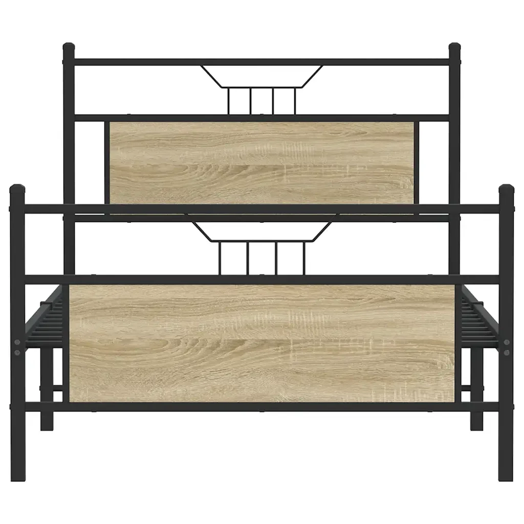 Letto singolo | Letto per adulti | Giroletto senza Materasso Rovere Sonoma 107x203cm in Truciolato - Image 6