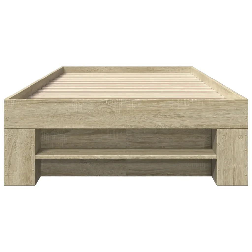 Letto singolo | Letto per adulti | Giroletto senza Materasso Rovere Sonoma 75x190 cm in Truciolato - Image 5