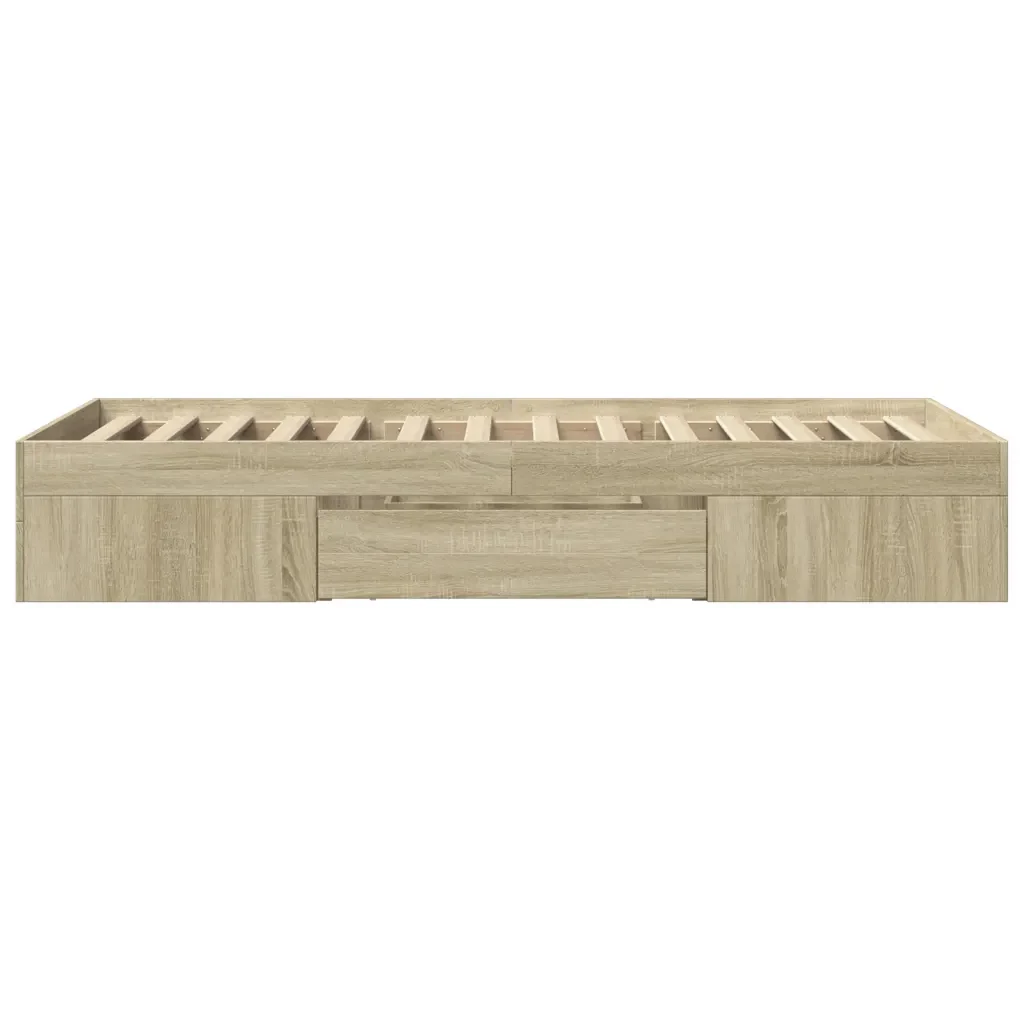 Letto singolo | Letto per adulti | Giroletto senza Materasso Rovere Sonoma 75x190 cm in Truciolato - Image 6
