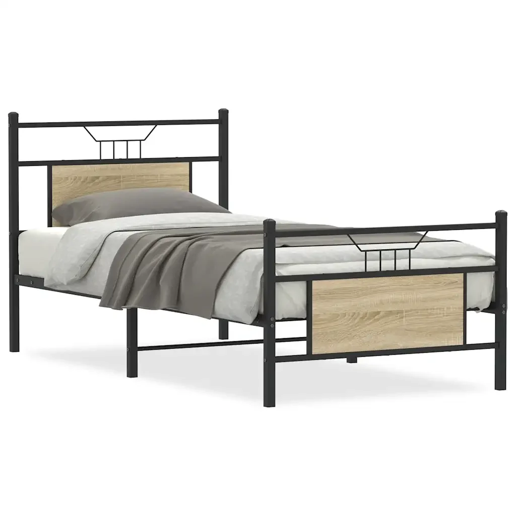 Letto singolo | Letto per adulti | Giroletto senza Materasso Rovere Sonoma 75x190 cm in Truciolato
