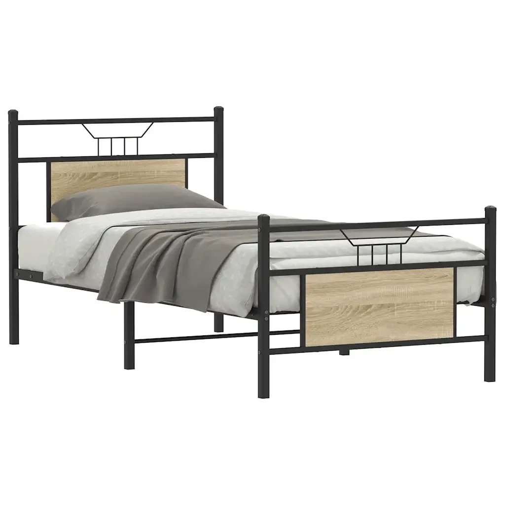 Letto singolo | Letto per adulti | Giroletto senza Materasso Rovere Sonoma 75x190 cm in Truciolato - Image 2