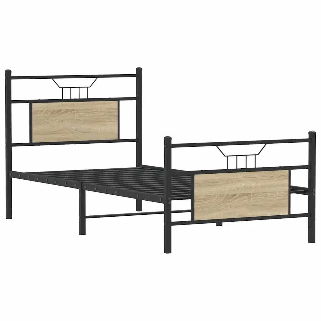 Letto singolo | Letto per adulti | Giroletto senza Materasso Rovere Sonoma 75x190 cm in Truciolato - Image 4