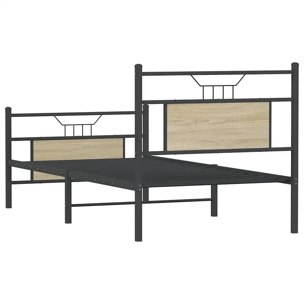 Letto singolo | Letto per adulti | Giroletto senza Materasso Rovere Sonoma 75x190 cm in Truciolato - Image 8