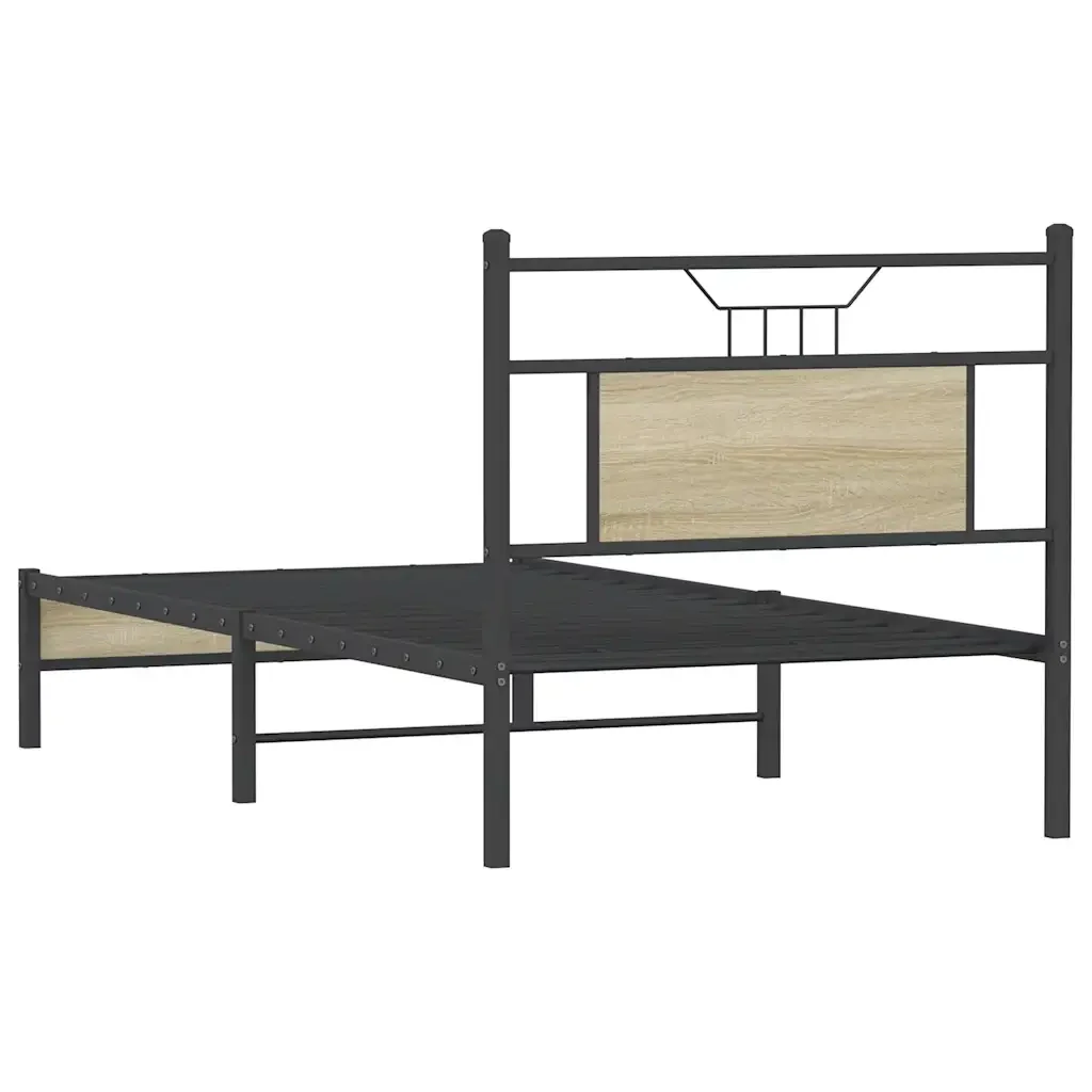 Letto singolo | Letto per adulti | Giroletto senza Materasso Rovere Sonoma 75x190 cm in Truciolato - Image 8