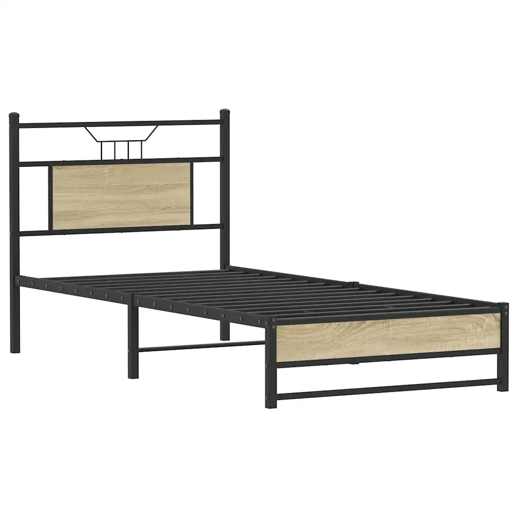 Letto singolo | Letto per adulti | Giroletto senza Materasso Rovere Sonoma 75x190 cm in Truciolato - Image 3