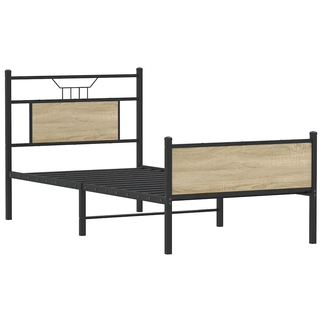 Letto singolo | Letto per adulti | Giroletto senza Materasso Rovere Sonoma 75x190 cm in Truciolato - Image 3