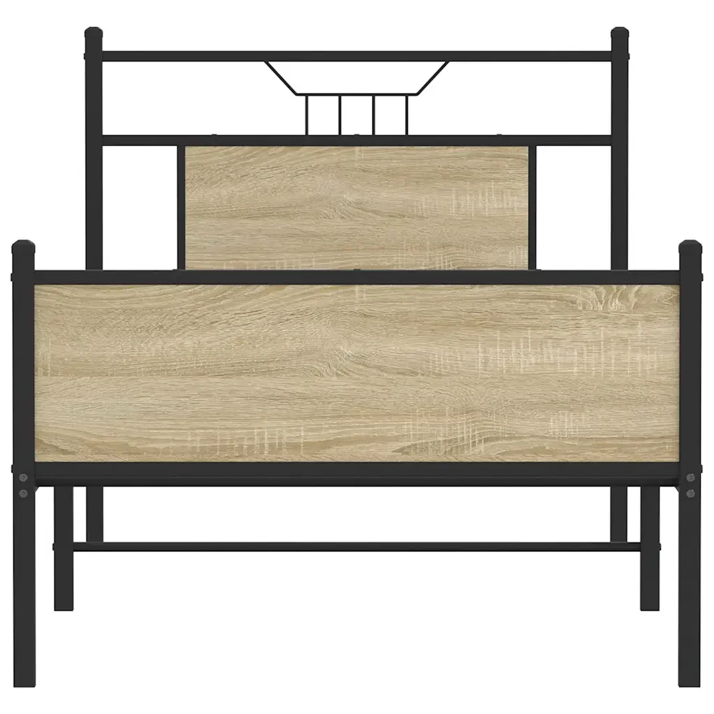 Letto singolo | Letto per adulti | Giroletto senza Materasso Rovere Sonoma 75x190 cm in Truciolato - Image 6