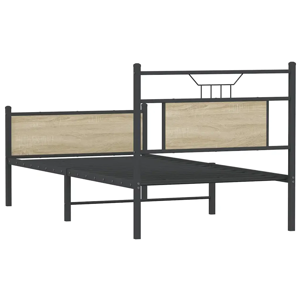 Letto singolo | Letto per adulti | Giroletto senza Materasso Rovere Sonoma 75x190 cm in Truciolato - Image 8