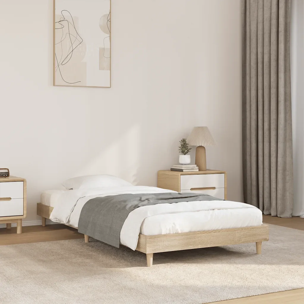 Letto singolo | Letto per adulti | Giroletto senza Materasso Rovere Sonoma 75x190 cm in Truciolato - Image 2