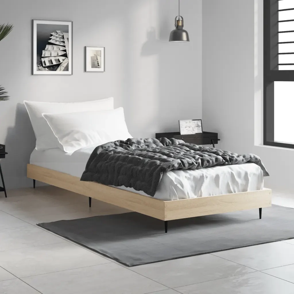 Letto singolo | Letto per adulti | Giroletto senza Materasso Rovere Sonoma 75x190 cm in Truciolato - Image 2