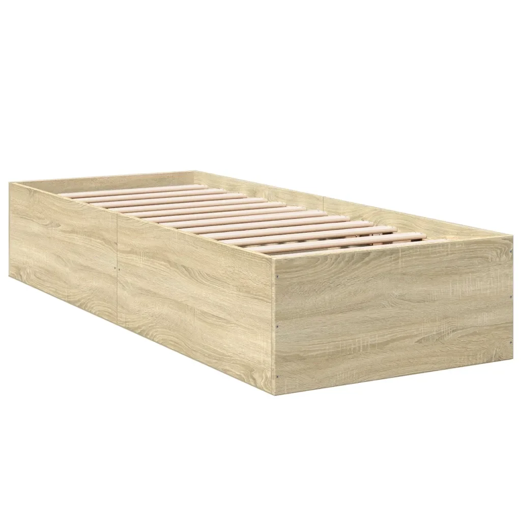 Letto singolo | Letto per adulti | Giroletto senza Materasso Rovere Sonoma 75x190 cm in Truciolato - Image 4