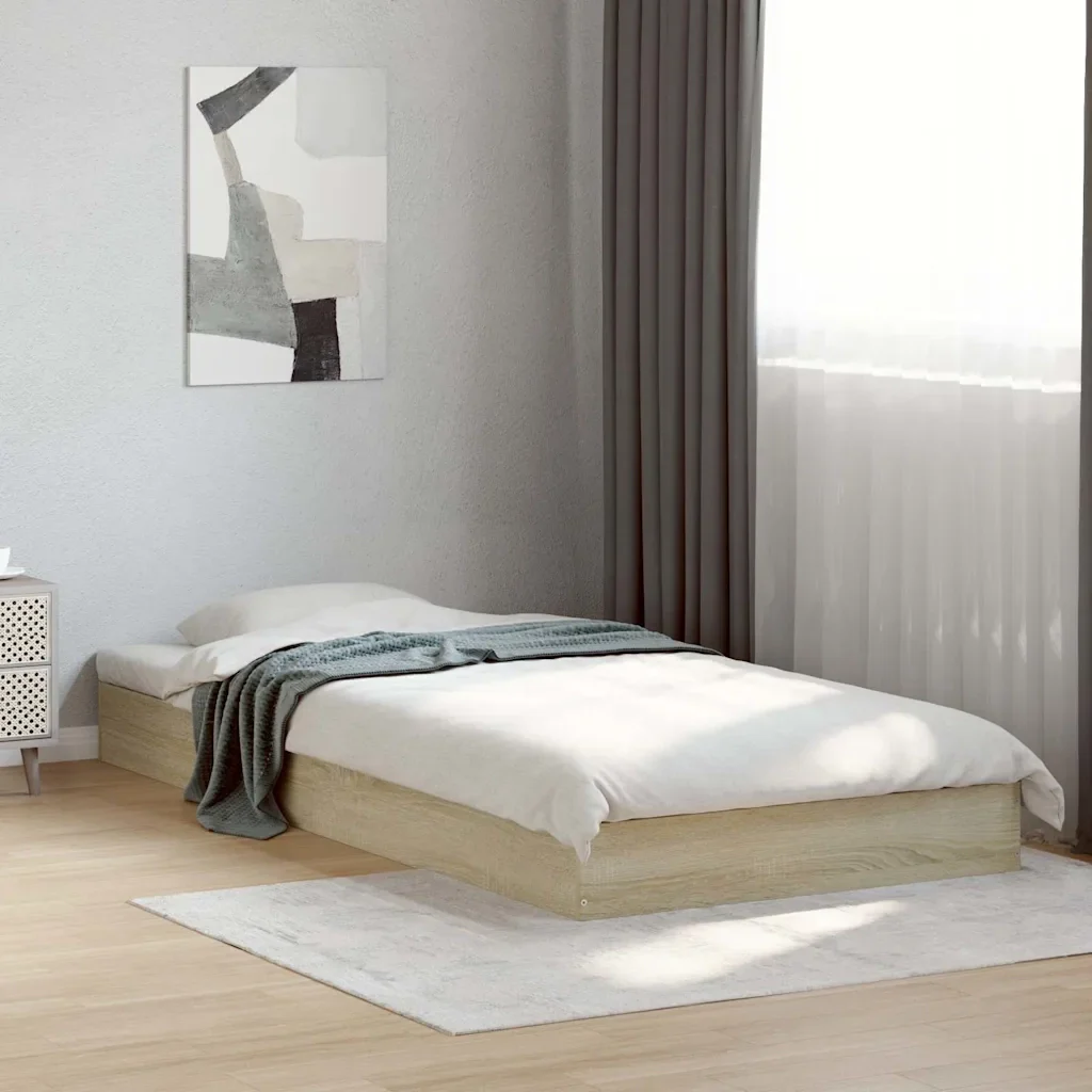 Letto singolo | Letto per adulti | Giroletto senza Materasso Rovere Sonoma 75x190 cm in Truciolato - Image 2