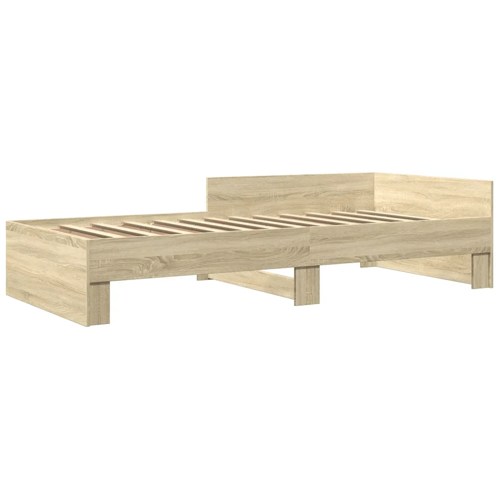 Letto singolo | Letto per adulti | Giroletto senza Materasso Rovere Sonoma 75x190 cm in Truciolato - Image 4