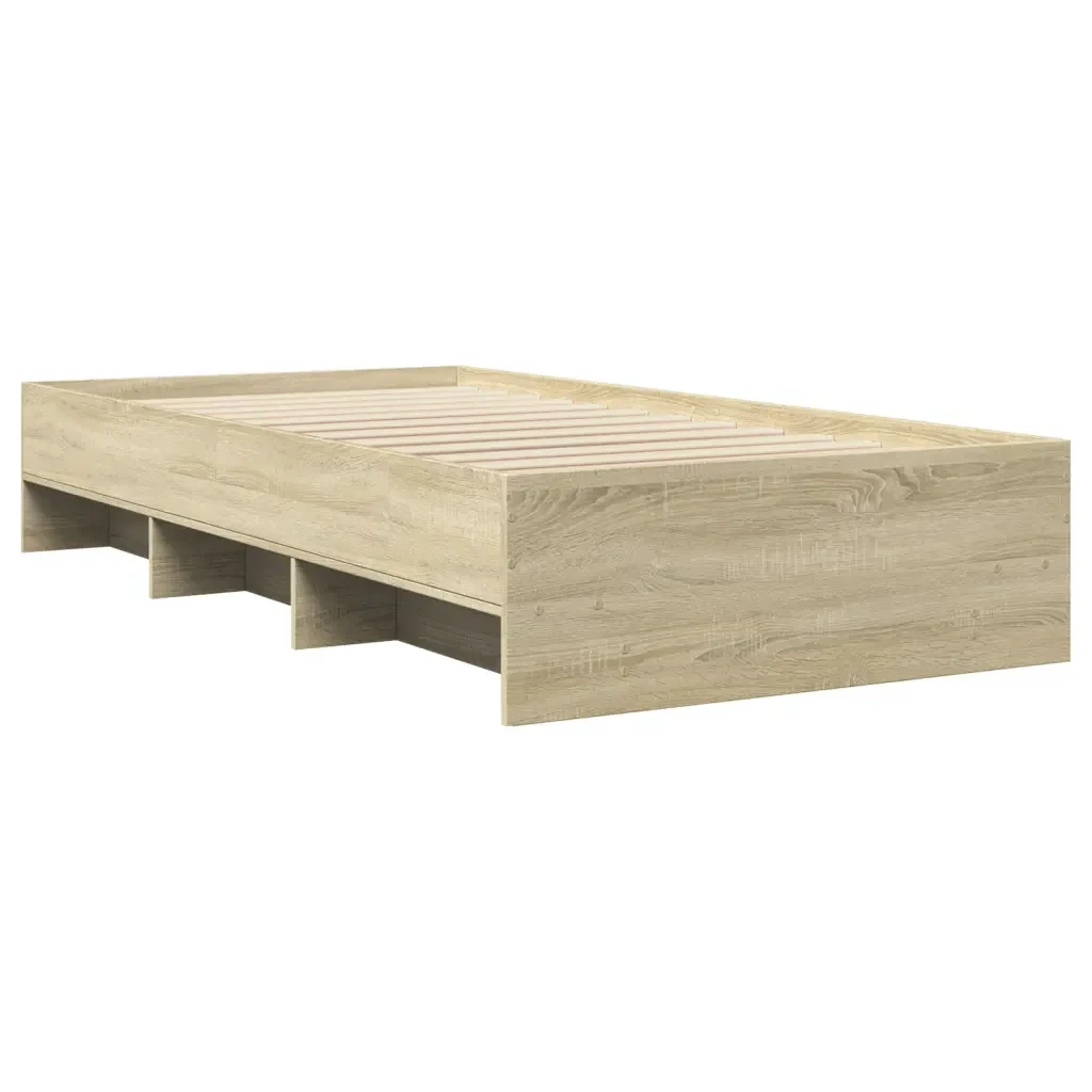 Letto singolo | Letto per adulti | Giroletto senza Materasso Rovere Sonoma 75x190 cm in Truciolato - Image 7
