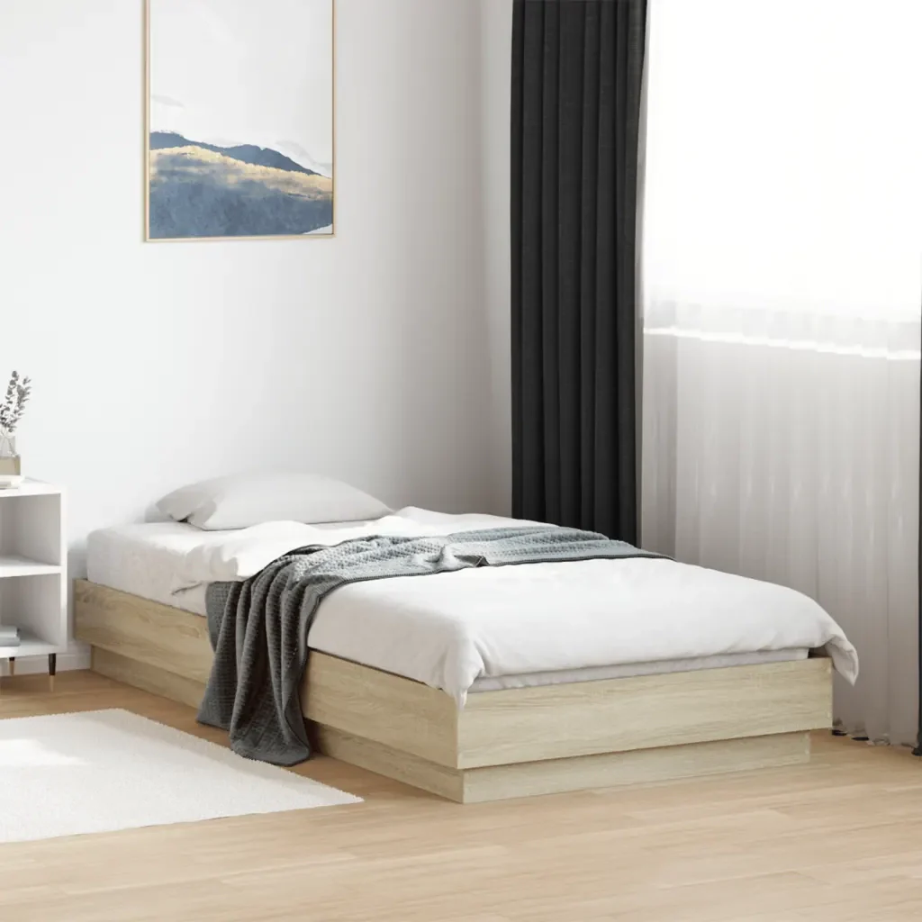 Letto singolo | Letto per adulti | Giroletto senza Materasso Rovere Sonoma 75x190 cm in Truciolato - Image 2