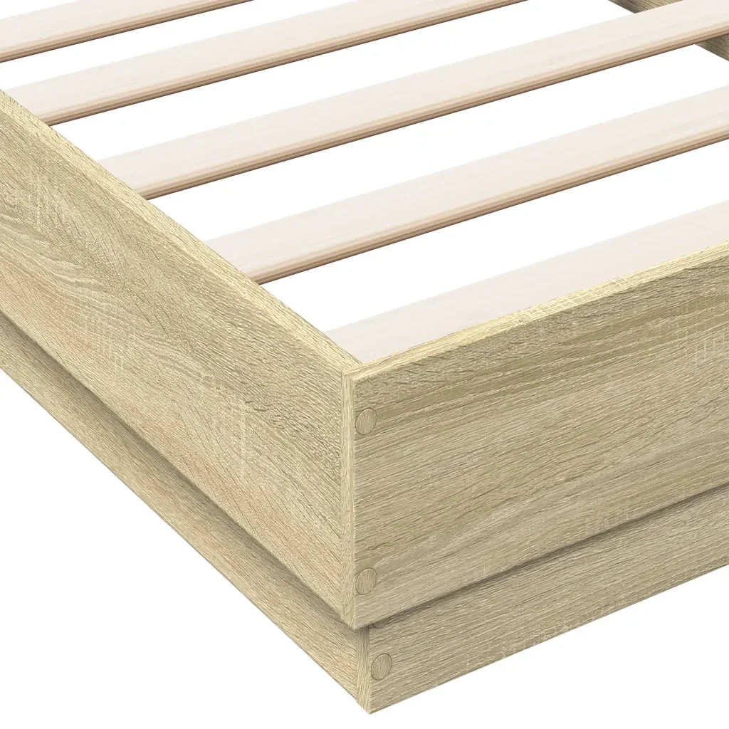 Letto singolo | Letto per adulti | Giroletto senza Materasso Rovere Sonoma 75x190 cm in Truciolato - Image 7