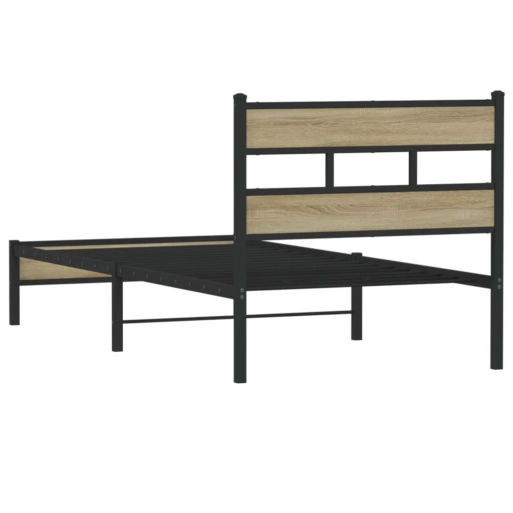 Letto singolo | Letto per adulti | Giroletto senza Materasso Rovere Sonoma 75x190 cm in Truciolato - Image 6
