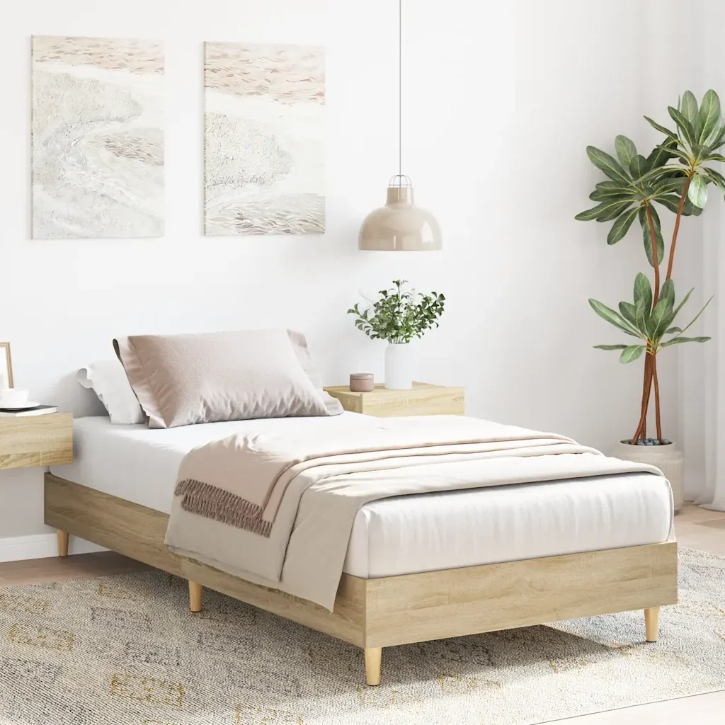 Letto singolo | Letto per adulti | Giroletto senza Materasso Rovere Sonoma 75x190 cm in Truciolato - Image 3