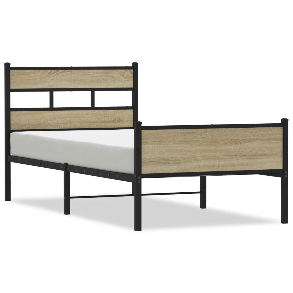 Letto singolo | Letto per adulti | Giroletto senza Materasso Rovere Sonoma 75x190 cm in Truciolato