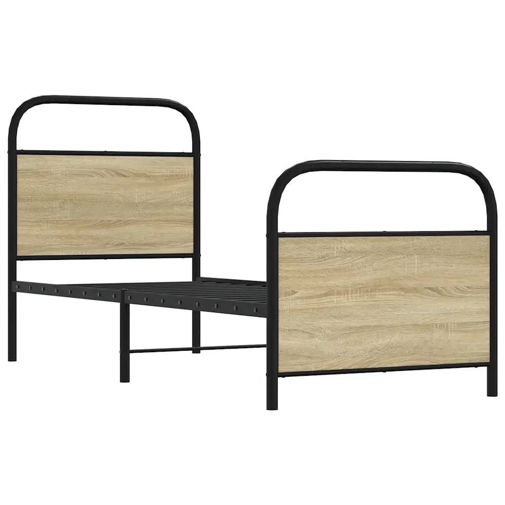 Letto singolo | Letto per adulti | Giroletto senza Materasso Rovere Sonoma 75x190 cm in Truciolato - Image 5