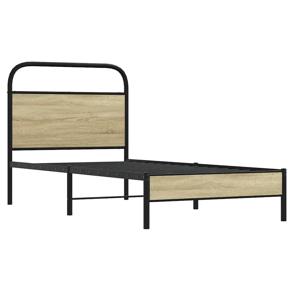 Letto singolo | Letto per adulti | Giroletto senza Materasso Rovere Sonoma 75x190 cm in Truciolato - Image 4