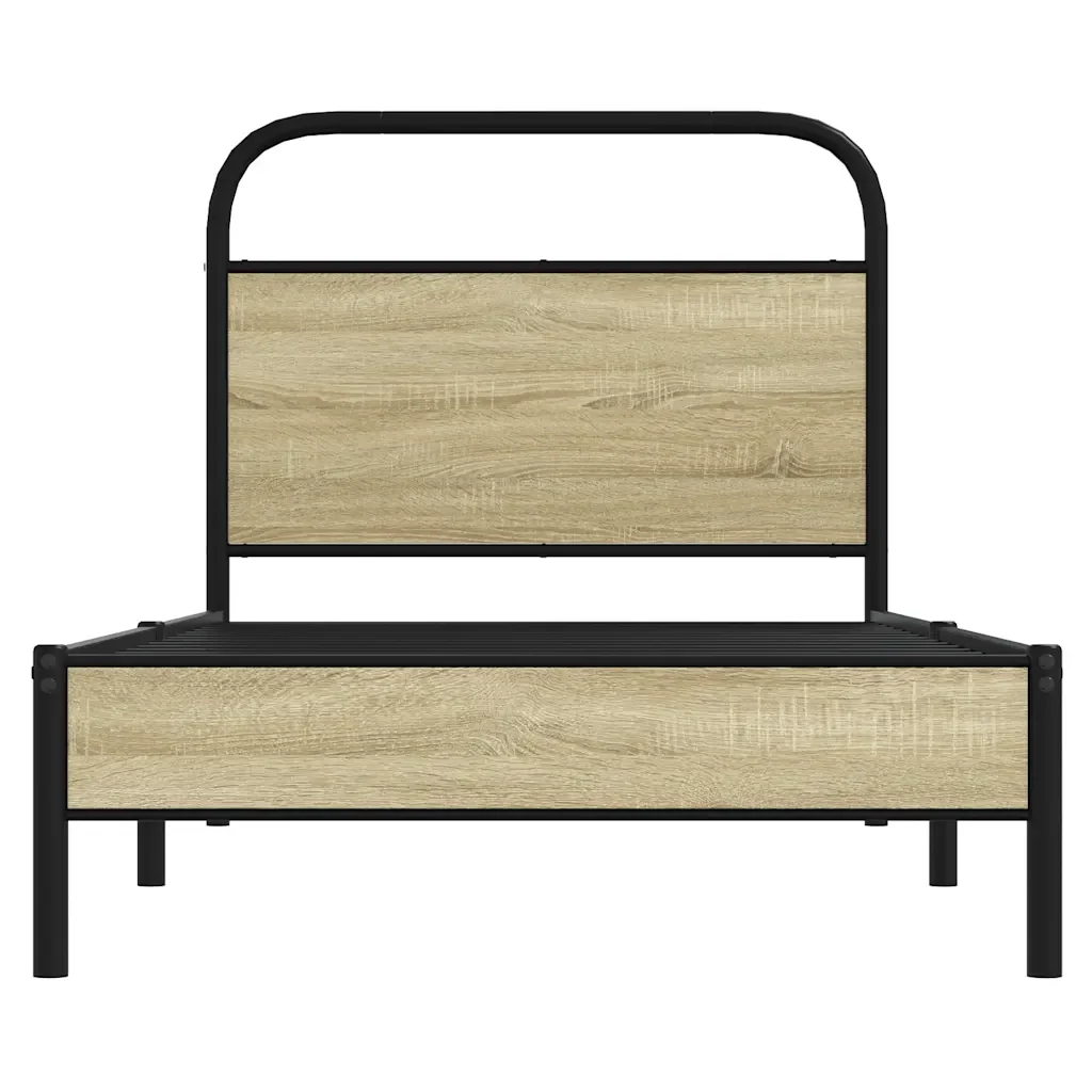 Letto singolo | Letto per adulti | Giroletto senza Materasso Rovere Sonoma 75x190 cm in Truciolato - Image 5