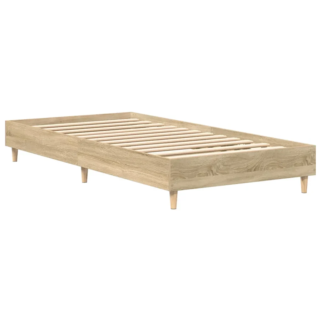 Letto singolo | Letto per adulti | Giroletto senza Materasso Rovere Sonoma 75x190 cm in Truciolato - Image 7