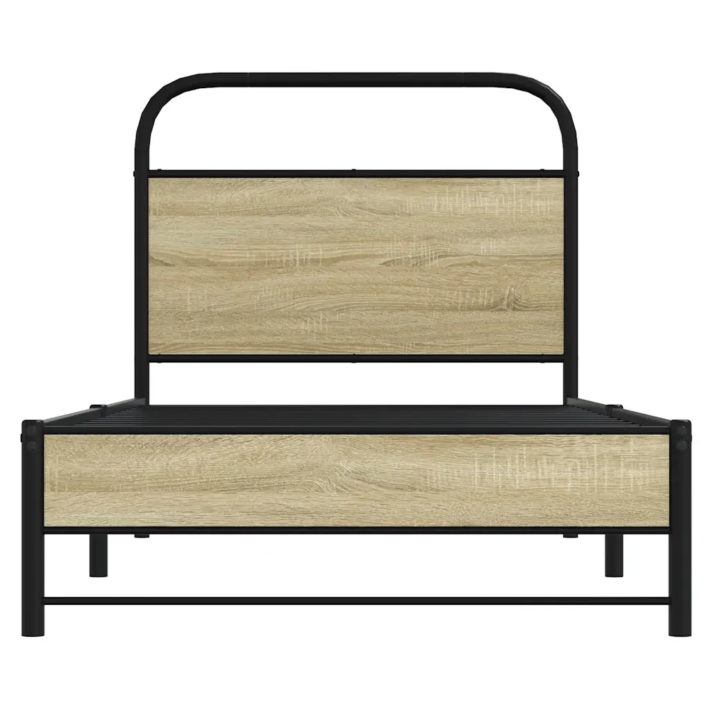 Letto singolo | Letto per adulti | Giroletto senza Materasso Rovere Sonoma 75x190 cm in Truciolato - Image 5