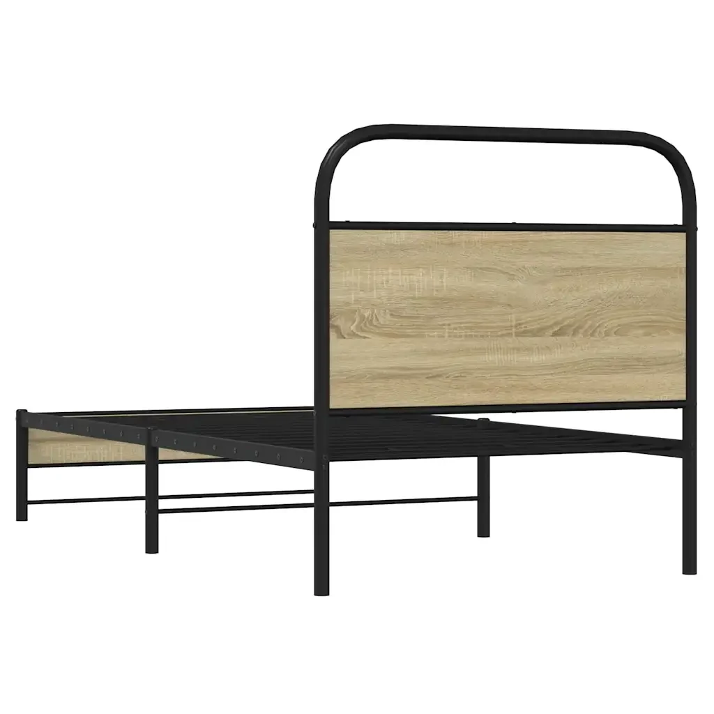 Letto singolo | Letto per adulti | Giroletto senza Materasso Rovere Sonoma 75x190 cm in Truciolato - Image 7