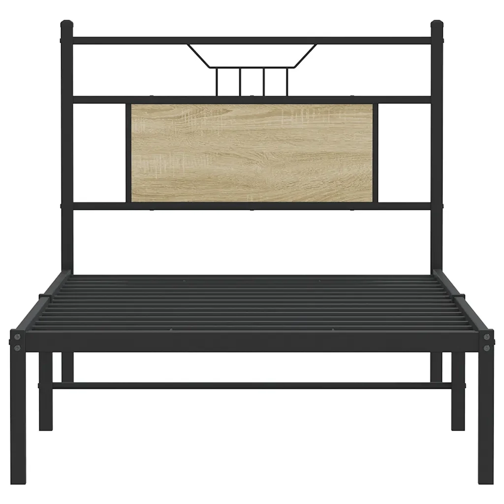 Letto singolo | Letto per adulti | Giroletto senza Materasso Rovere Sonoma 75x190 cm in Truciolato - Image 6