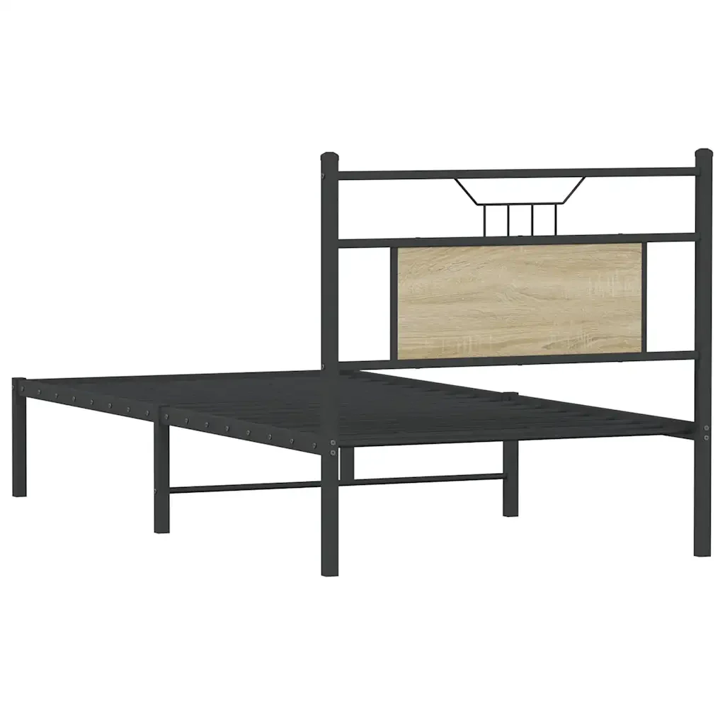 Letto singolo | Letto per adulti | Giroletto senza Materasso Rovere Sonoma 75x190 cm in Truciolato - Image 8