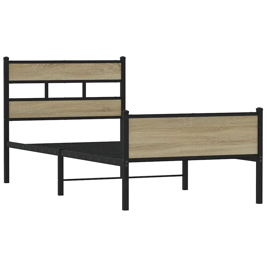 Letto singolo | Letto per adulti | Giroletto senza Materasso Rovere Sonoma 80x200 cm in Truciolato - Image 4