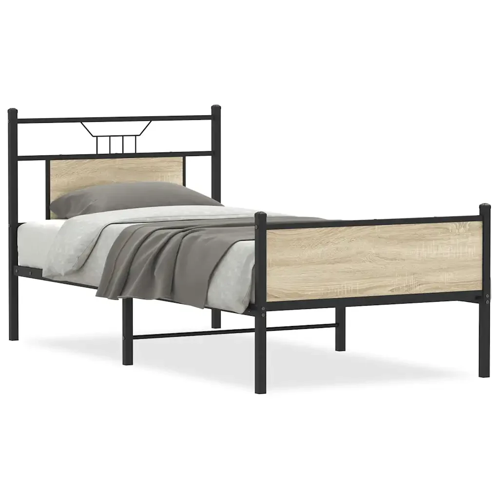Letto singolo | Letto per adulti | Giroletto senza Materasso Rovere Sonoma 80x200 cm in Truciolato