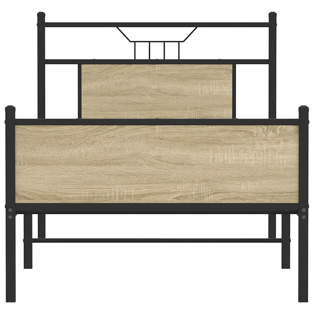 Letto singolo | Letto per adulti | Giroletto senza Materasso Rovere Sonoma 80x200 cm in Truciolato - Image 6