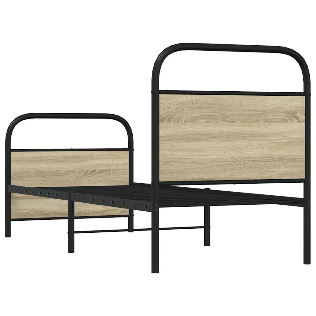 Letto singolo | Letto per adulti | Giroletto senza Materasso Rovere Sonoma 80x200 cm in Truciolato - Image 7
