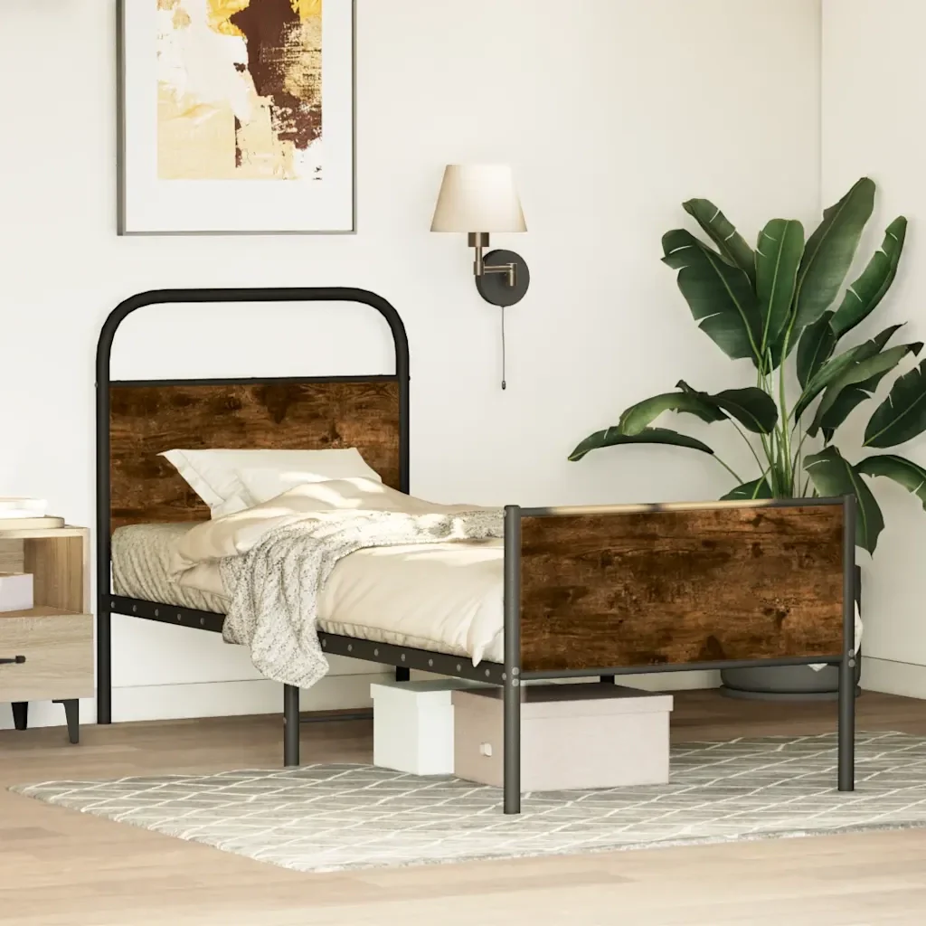 Letto singolo | Letto per adulti | Giroletto senza Materasso Rovere Sonoma 80x200 cm in Truciolato - Image 2