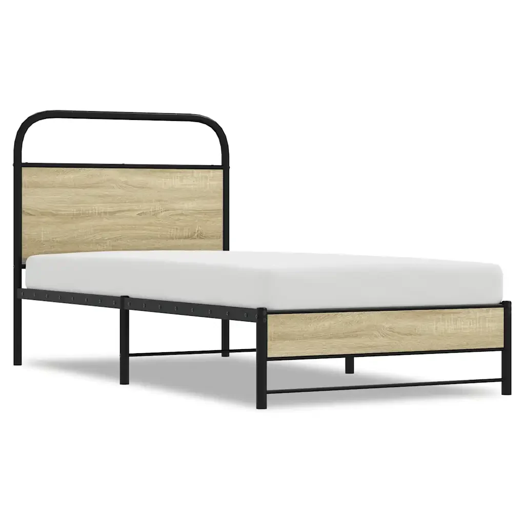 Letto singolo | Letto per adulti | Giroletto senza Materasso Rovere Sonoma 80x200 cm in Truciolato