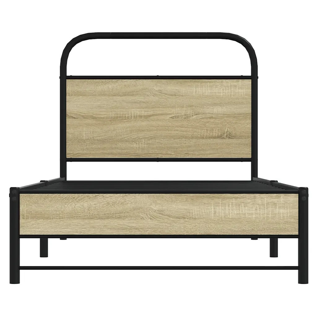 Letto singolo | Letto per adulti | Giroletto senza Materasso Rovere Sonoma 80x200 cm in Truciolato - Image 5