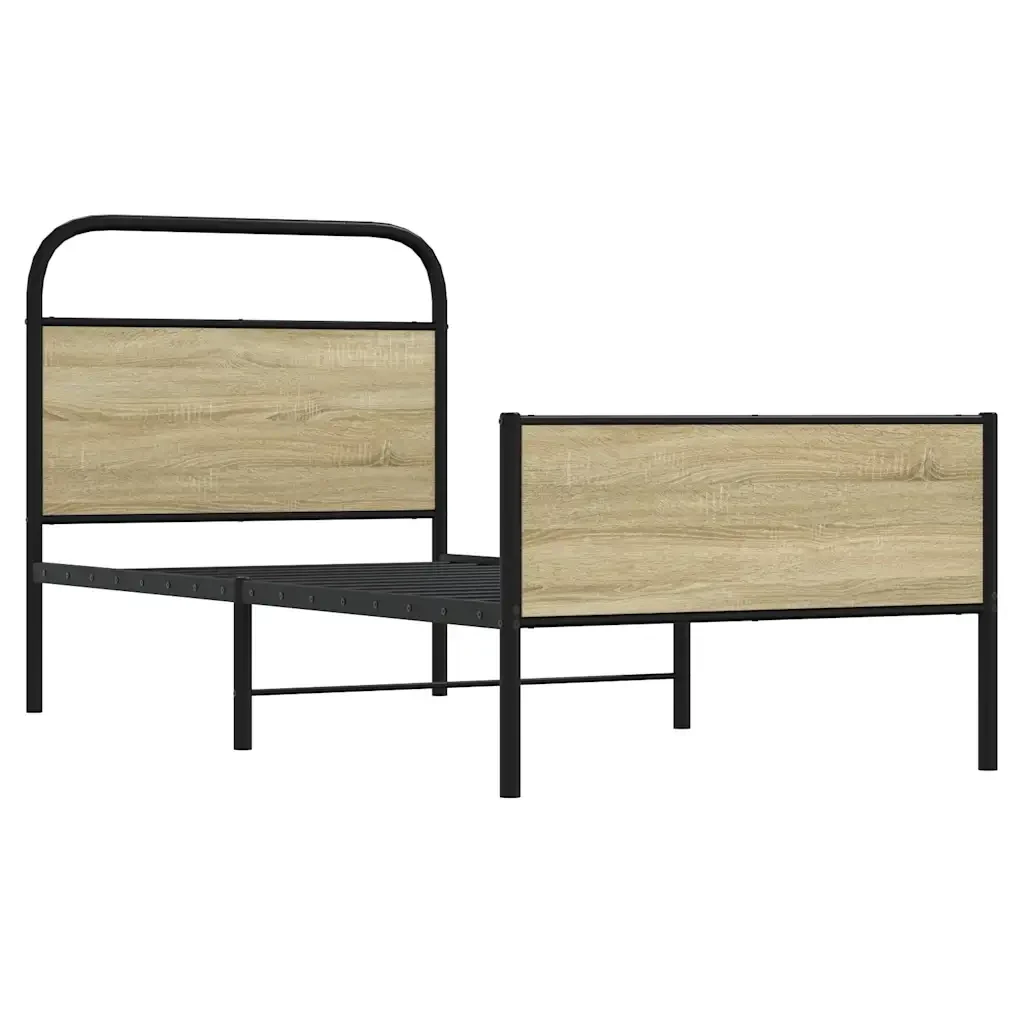 Letto singolo | Letto per adulti | Giroletto senza Materasso Rovere Sonoma 80x200 cm in Truciolato - Image 4