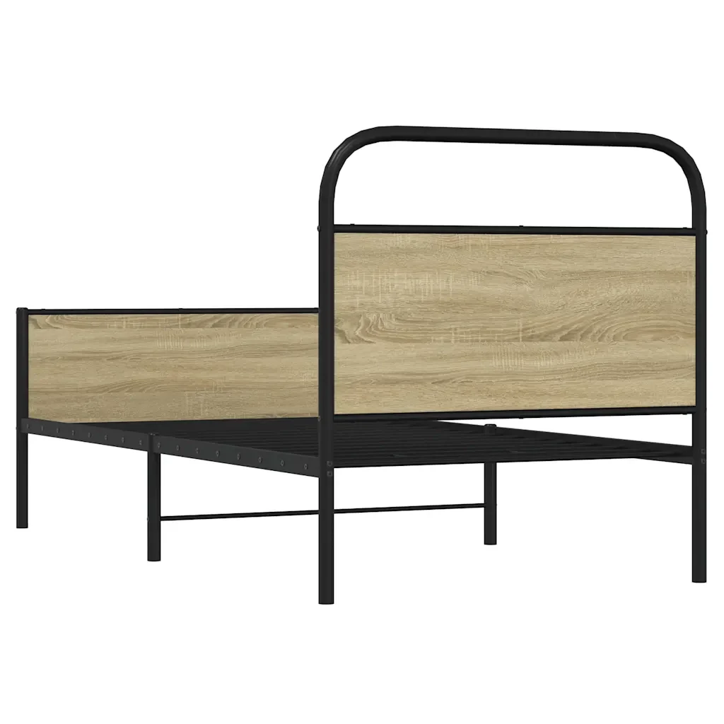 Letto singolo | Letto per adulti | Giroletto senza Materasso Rovere Sonoma 80x200 cm in Truciolato - Image 7