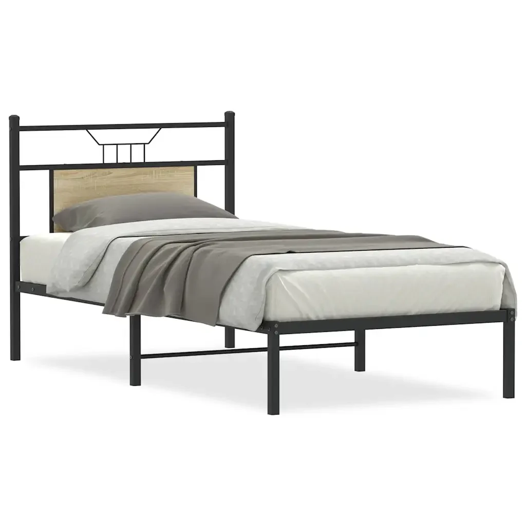 Letto singolo | Letto per adulti | Giroletto senza Materasso Rovere Sonoma 80x200 cm in Truciolato